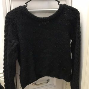 Black Braid Detail Sleeve Sweater
